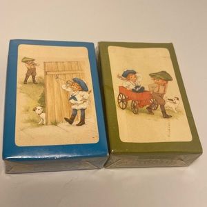 70s boys art Hallmark Crown Knickers n Bloomers mini PLAYING CARDS 2 Deck LOT
